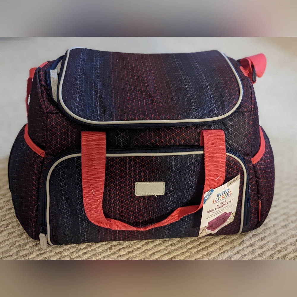 Insulated Cooler Bag with Red Accents
